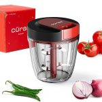 Cüraa ChopLab Lite Manual Chopper | 900 ml Portable Vegetable Chopper| Mini Chopper for Kitchen with Stainless Steel Blades for Chopping Onion, Ginger, Garlic, Vegetables, Herbs, Nuts | Red